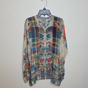 Johnny Was Multicolor Patterned Blouse Size Small